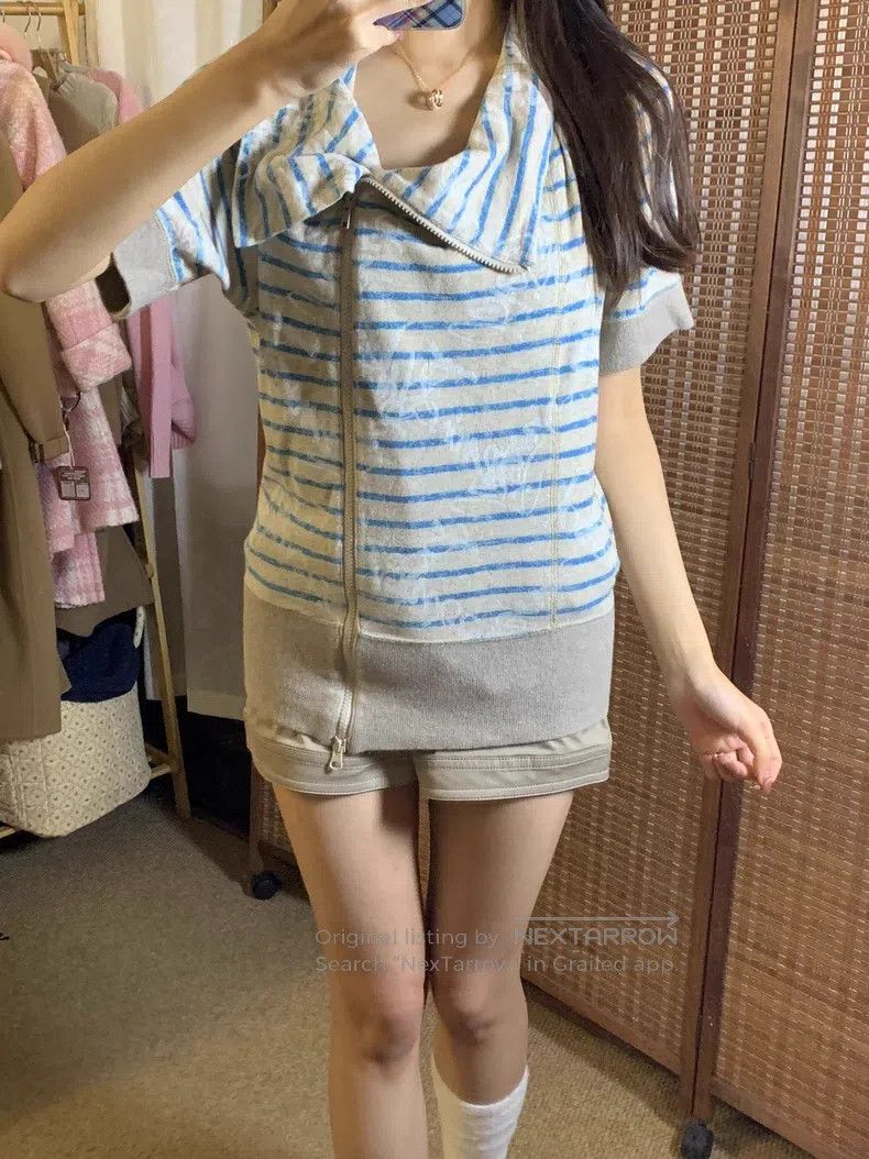 Vivienne Westwood Vivienne Westwood Navy and White Striped Hooded Short Slee Size M / US 6-8 / IT 42-44 - 2 Thumbnail