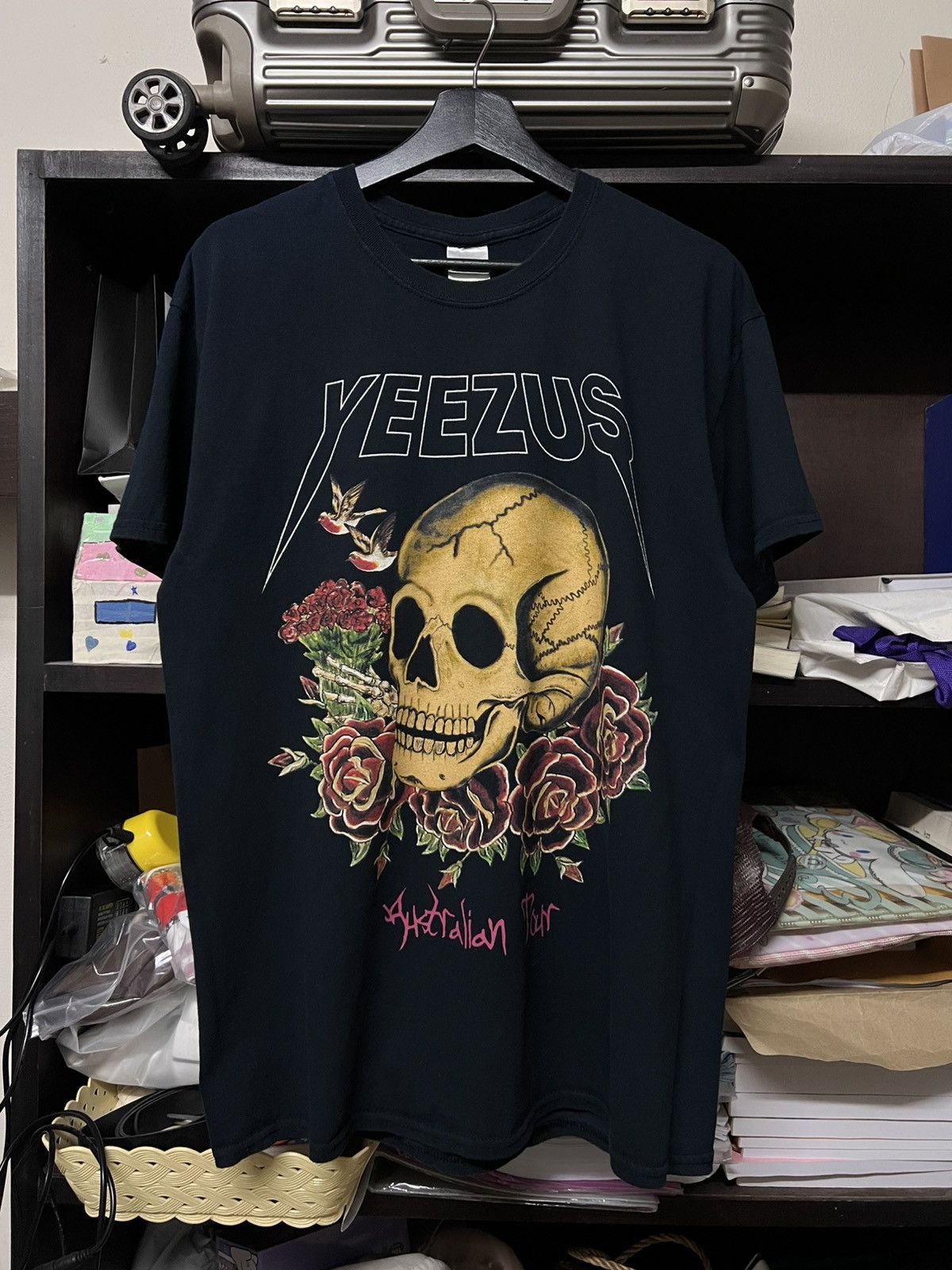 Kanye West × Wes Lang Kanye West Australia Tour 🇦🇺2014 Skull Rose 🥀 black tee Size US L / EU 52-54 / 3 - 5 Thumbnail