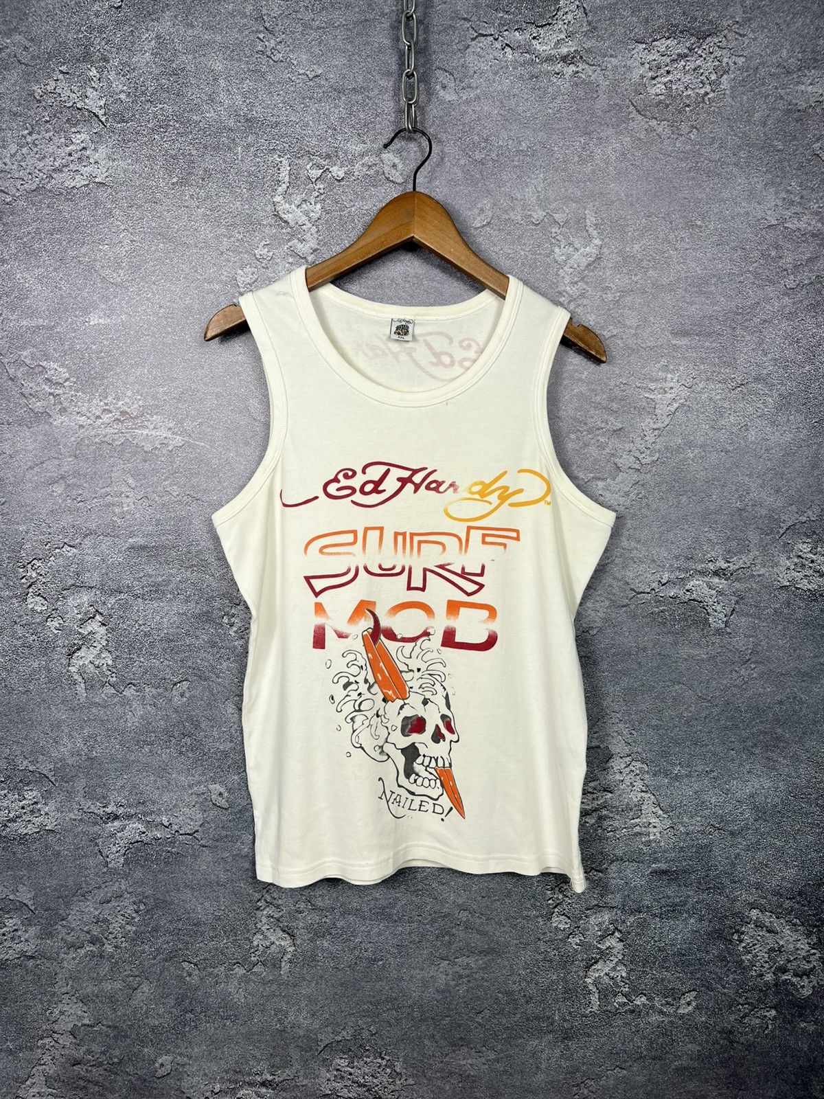 Ed Hardy Vintage Ed Hardy Surf Mob Tank Top Sleeves Tee Size US XL / EU 56 / 4 - 1 Thumbnail