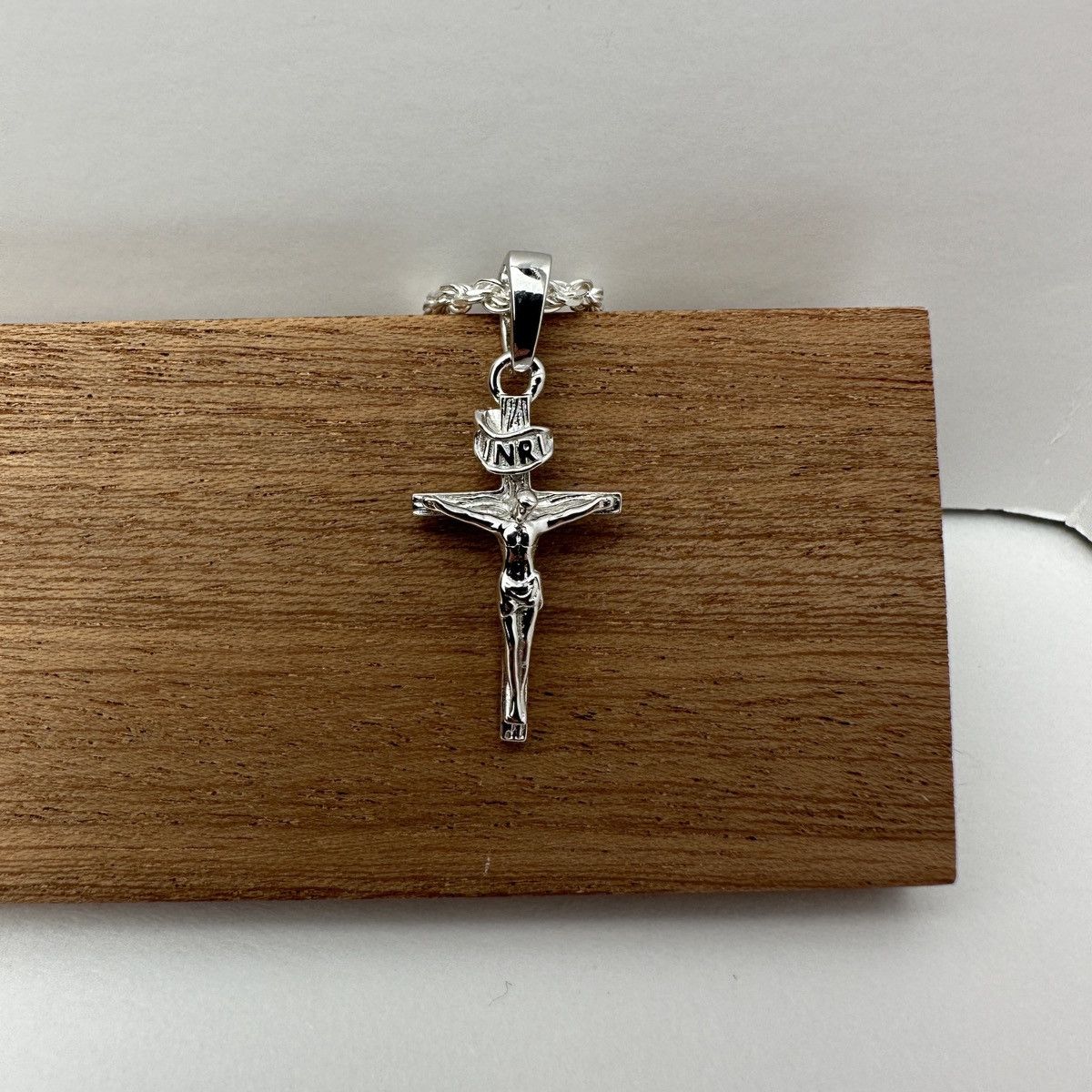 Jewelry Solid .925 Sterling Silver Rope Chain And Cross Set 2mm 22” Size ONE SIZE - 2 Thumbnail