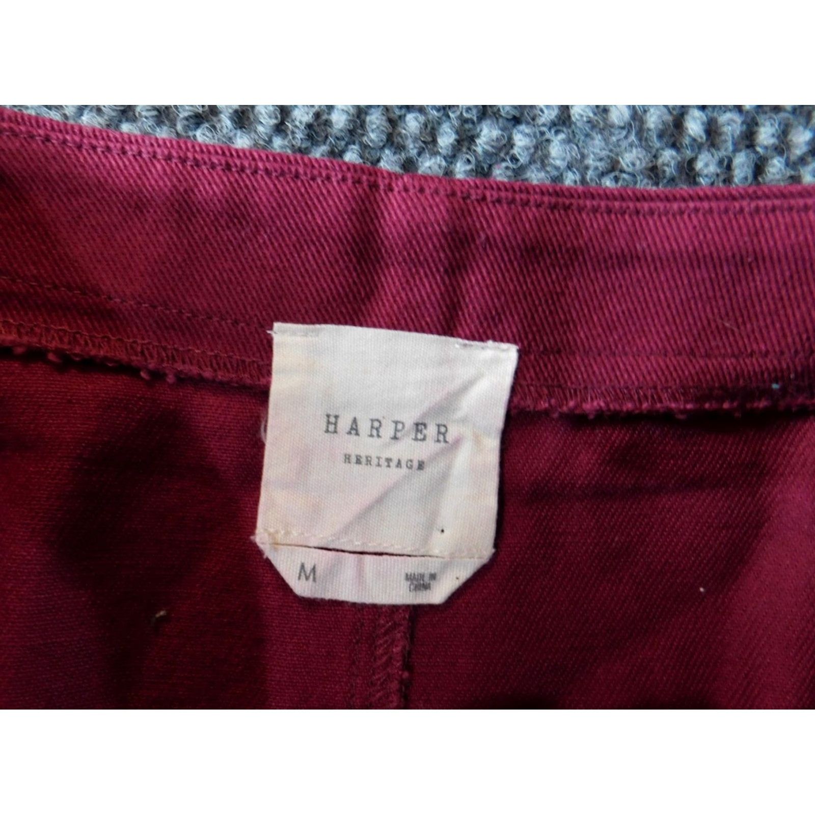 Vintage Harper Skirt A-Line Women Medium Red Knee Length Snap Casual Denim Cotton Modern Designer Size 32" / US 10 / IT 46 - 7 Thumbnail