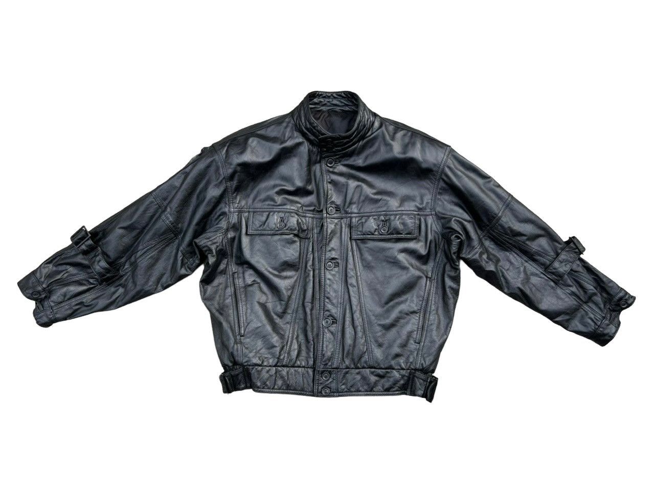 Japanese Brand Vintage 90s Skyline Club Cow Leather Oversize Bondage Jacket Size US L / EU 52-54 / 3 - 1 Thumbnail