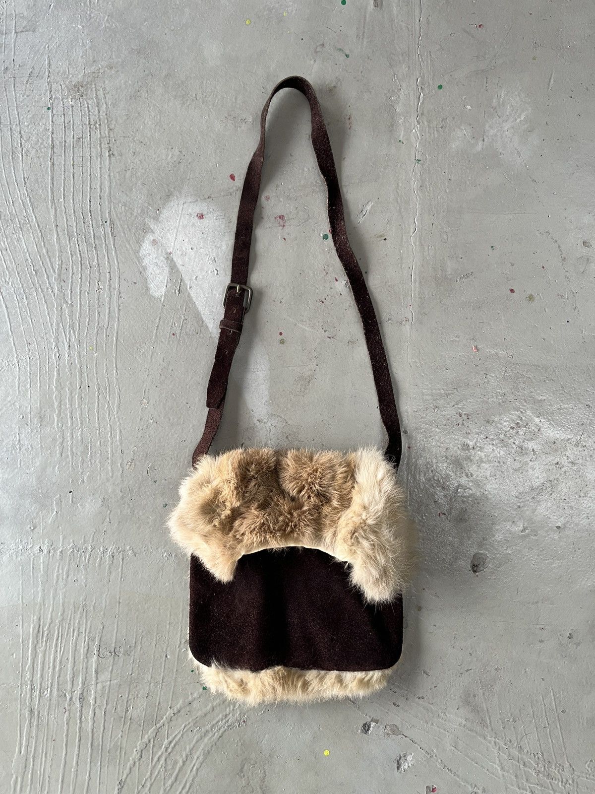 Handmade Maison Margiela Style Leather Suede Fur Sling Bag
