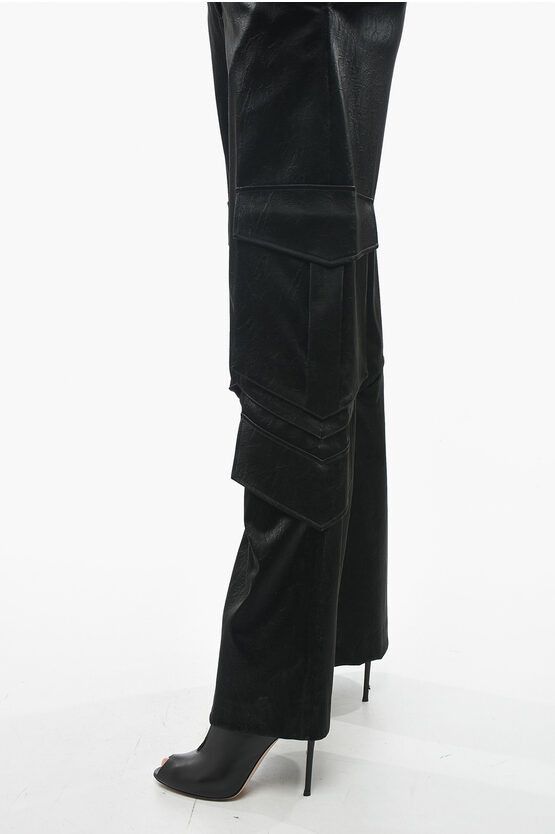 MSGM og1mm0724 Satin Cargo Belt Pants in Black Size 28" / US 6 / IT 42 - 3 Thumbnail