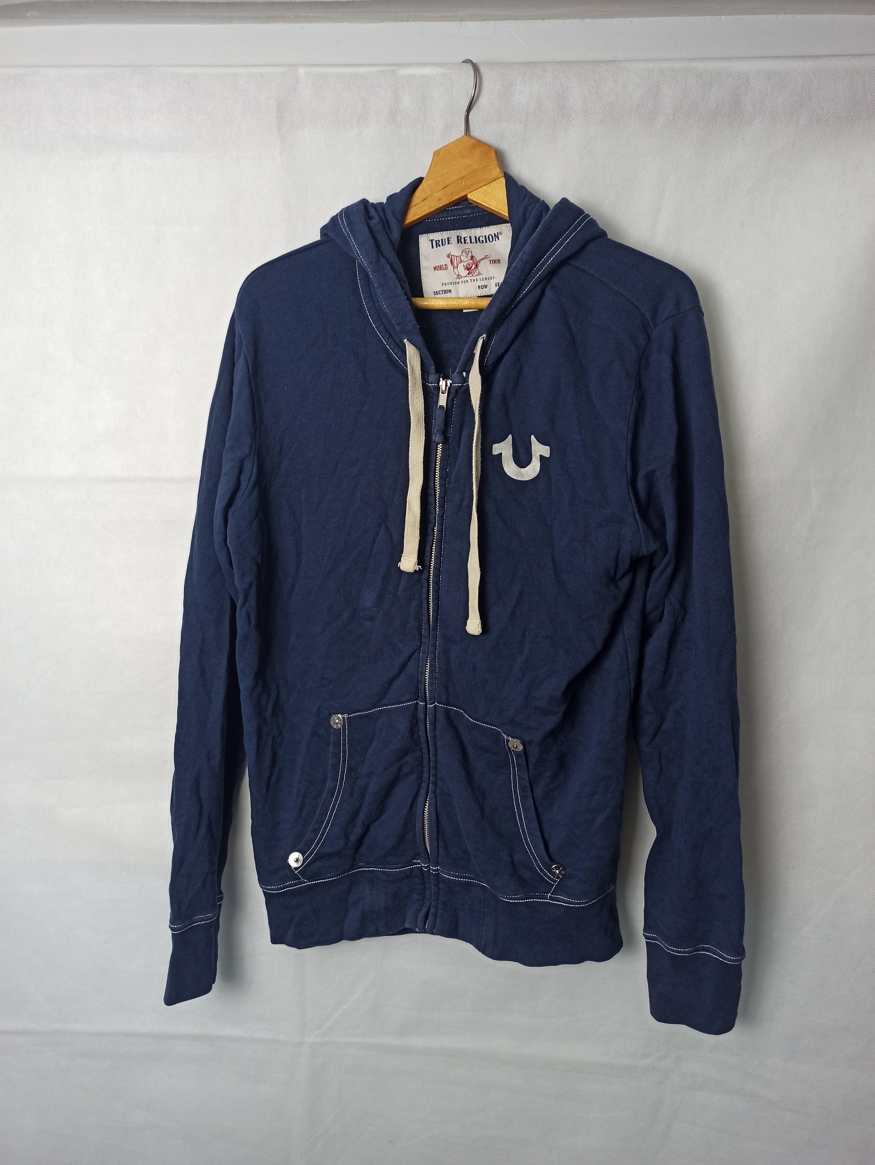 image of Affliction x Avant Garde Tr True Religion Logo Buddha Hoodie Zip in Navy, Men's (Size Medium)