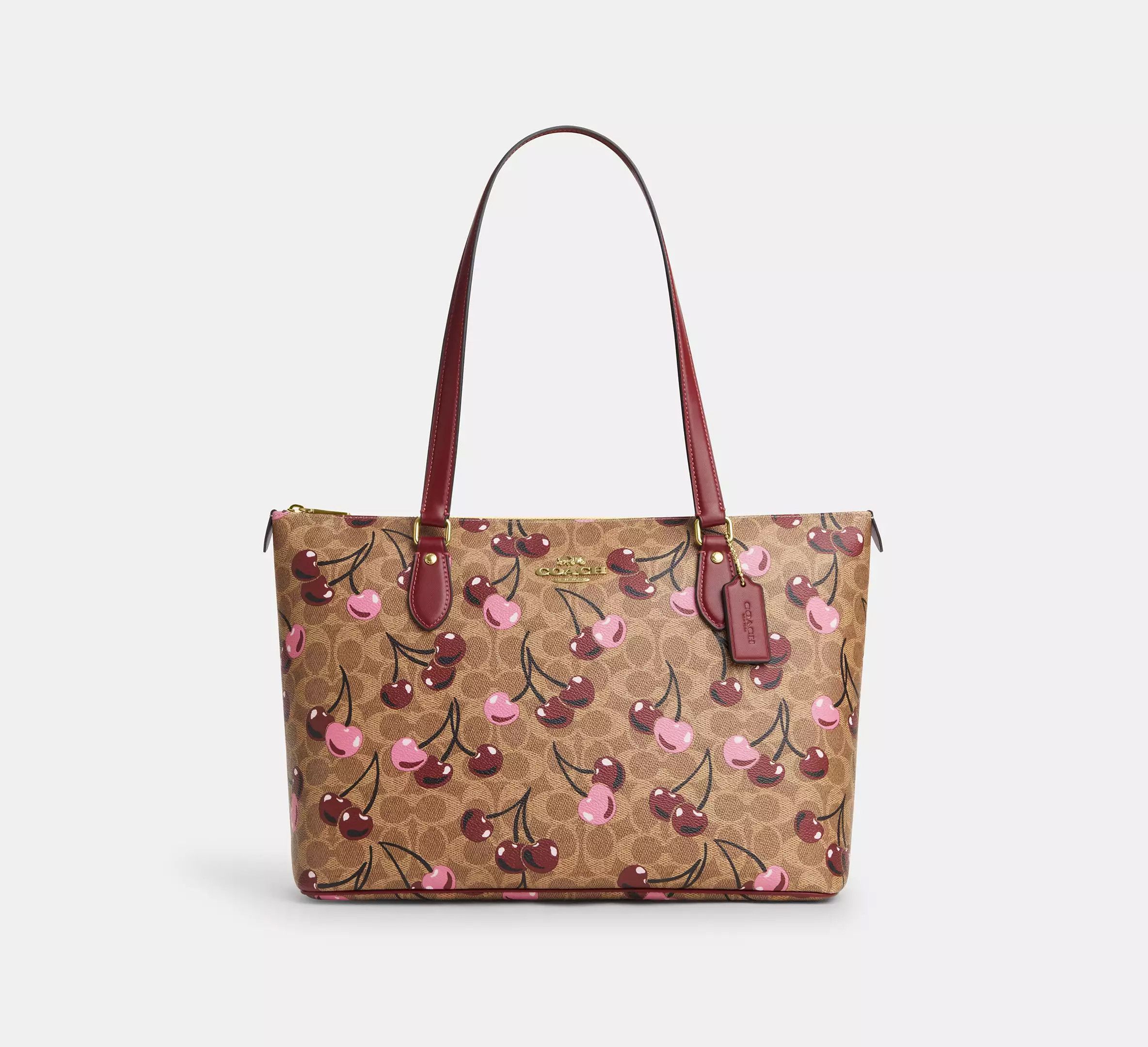 Coach 🍒 Gallery Tote Bag In Signature Canvas With Cherry CAA71 Size ONE SIZE - 8 Thumbnail