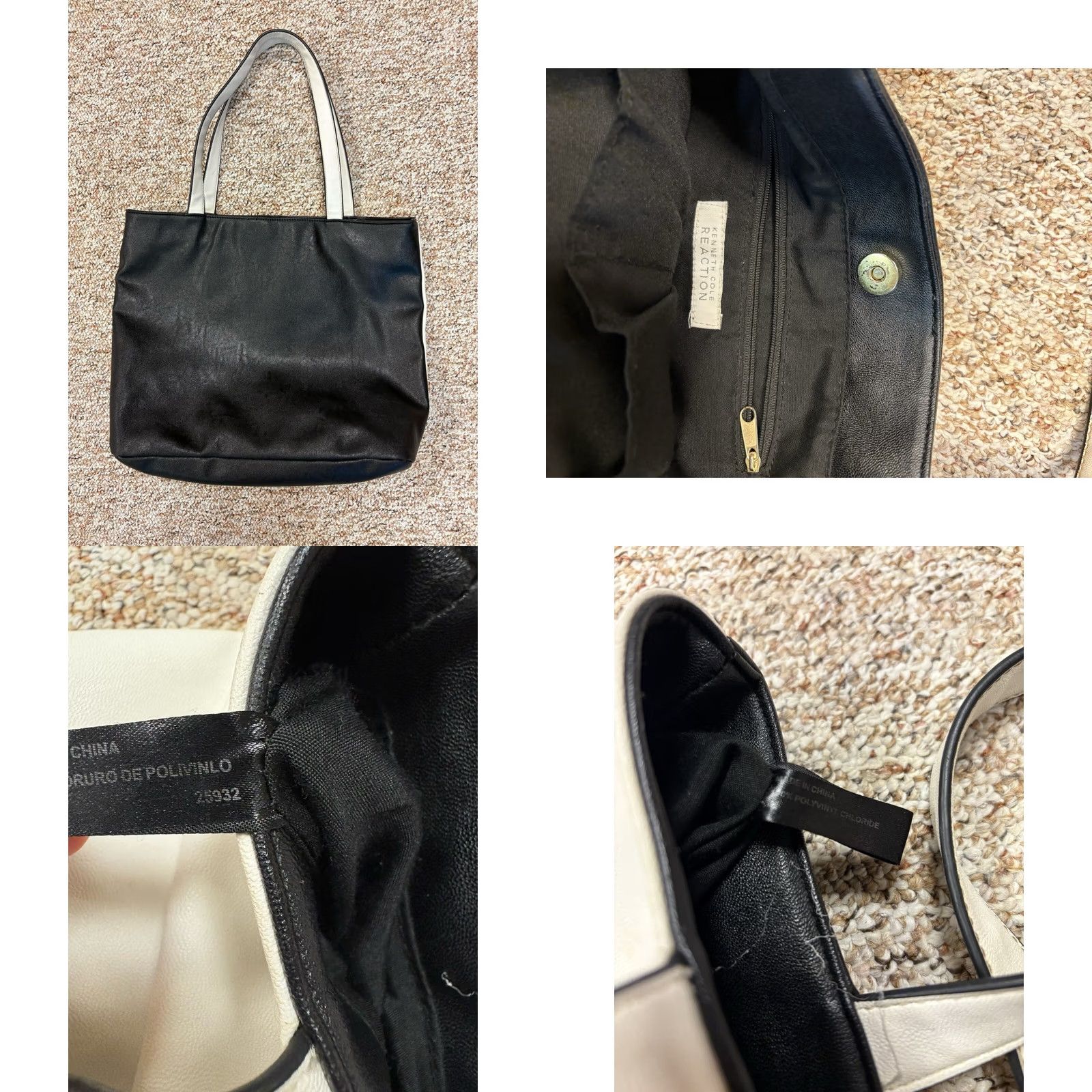 Kenneth Cole KENNETH COLE REACTION Purse Satchel Bag White & Black Zip - 25932 Satchel/Top Handle Bag Womens Luggage & Bags Size ONE SIZE - 8 Thumbnail