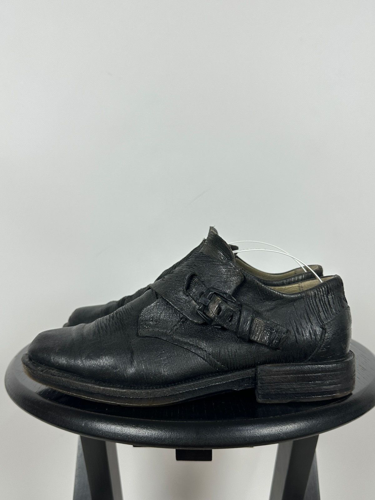 A.S.98 A.S.98 Black Distressed Leather Monk Strap Shoes Size US 6 / IT 36 - 5 Thumbnail