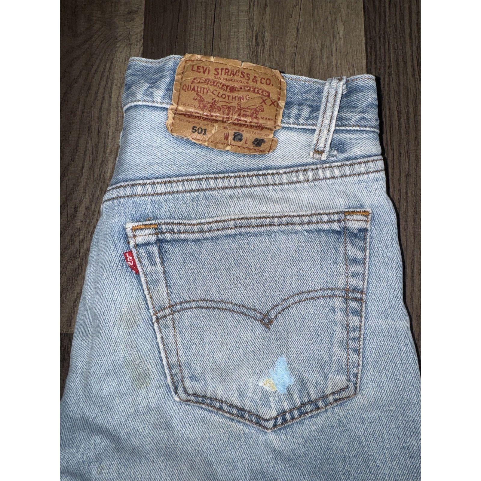 Levi's × Vintage Vintage 90s Levi’s Denim Jeans Blue With Patches 32x21 Size US 32 / EU 48 - 3 Thumbnail