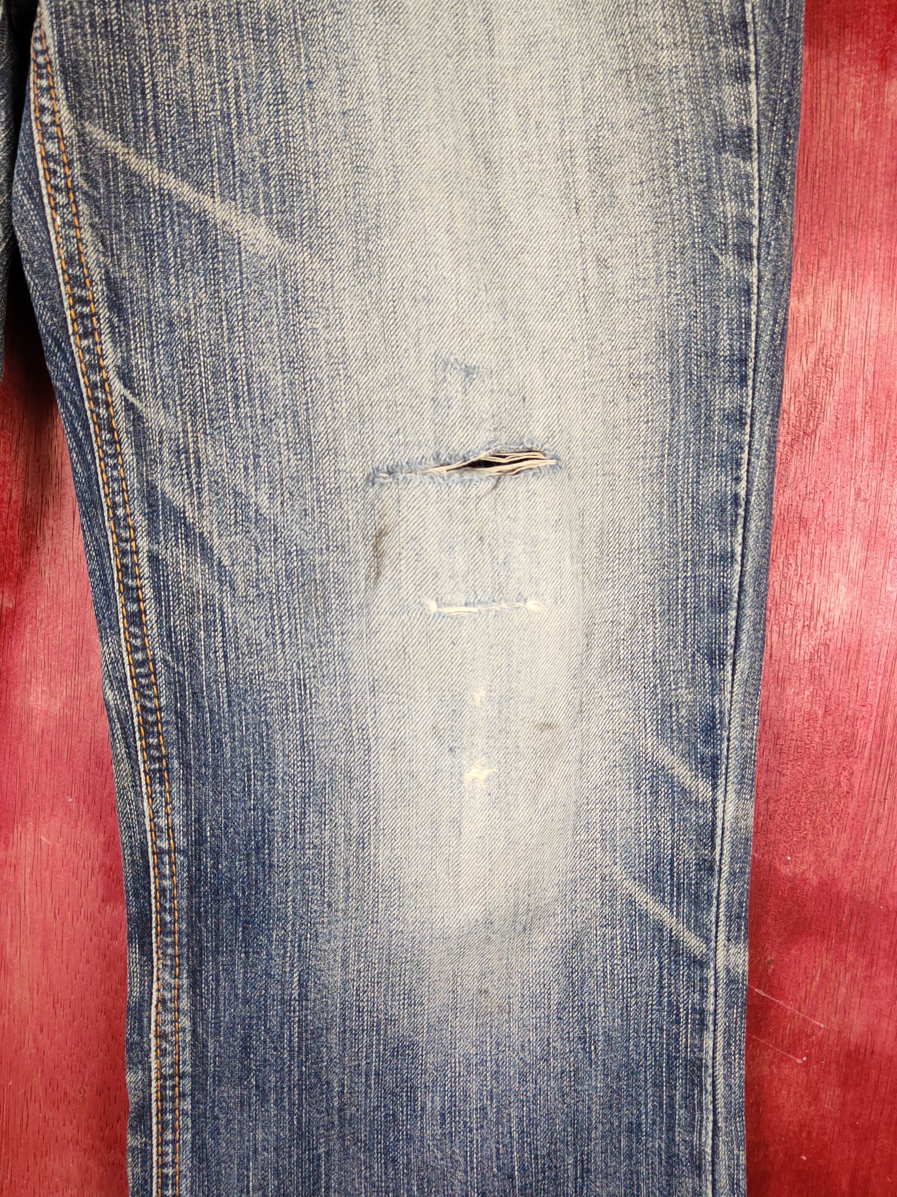 Edwin Edwin Dark Blue Distressed Ripped Jeans #S2204 Size US 32 / EU 48 - 6 Thumbnail