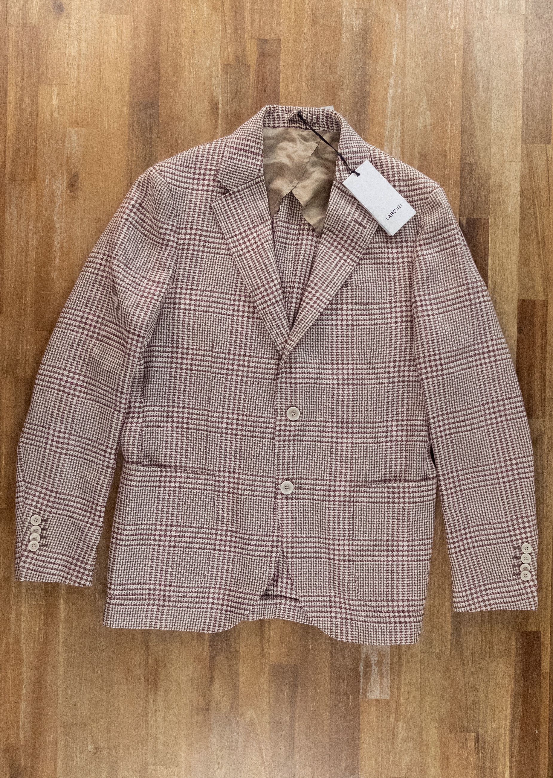 Lardini LARDINI beige glen plaid cotton linen sportcoat 38 48 Size 38R - 1 Thumbnail