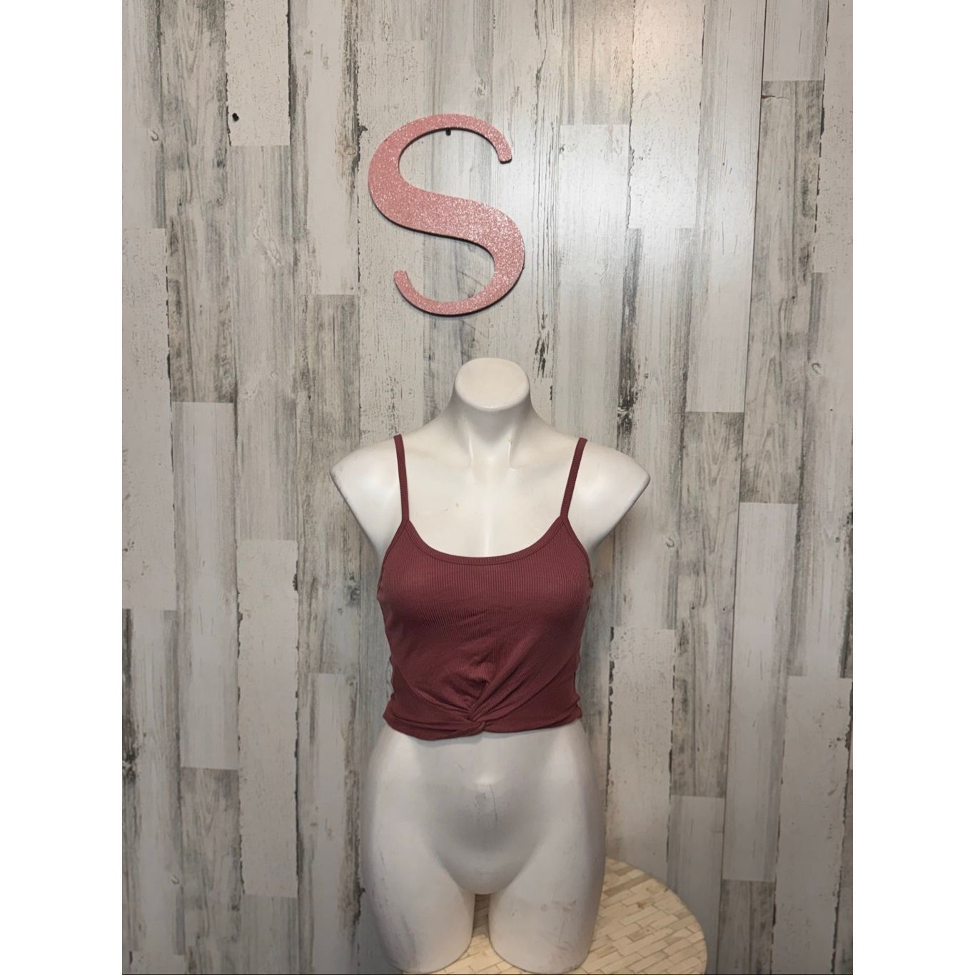 Other Bozzolo Ribbed Twist Front Crop Cami Women’s Small Mauve Pink Adjustable Strap Tank Size S / US 4 / IT 40 - 1 Thumbnail