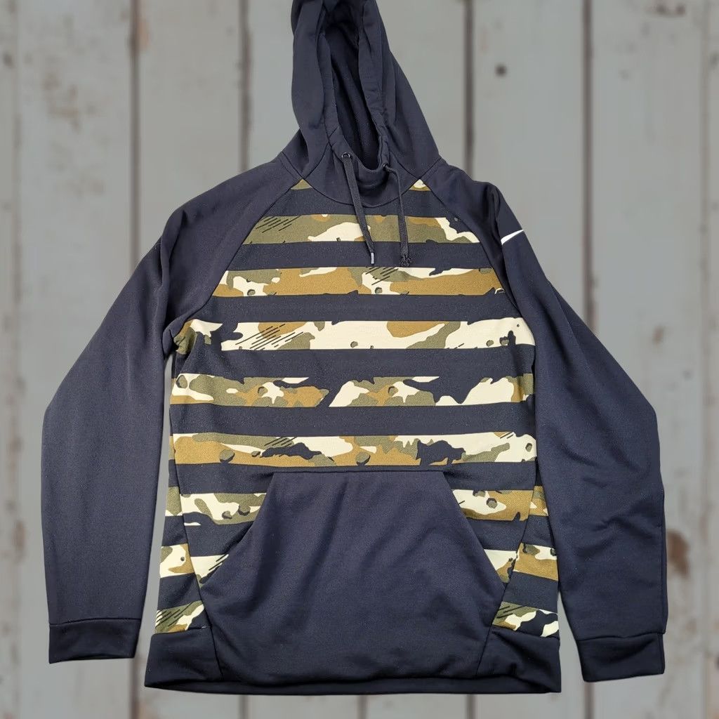 Nike Nike Mens Medium Black Camo Striped Pullover Hoodie Training Sweatshirt Dri-Fit Size US M / EU 48-50 / 2 - 1 Thumbnail