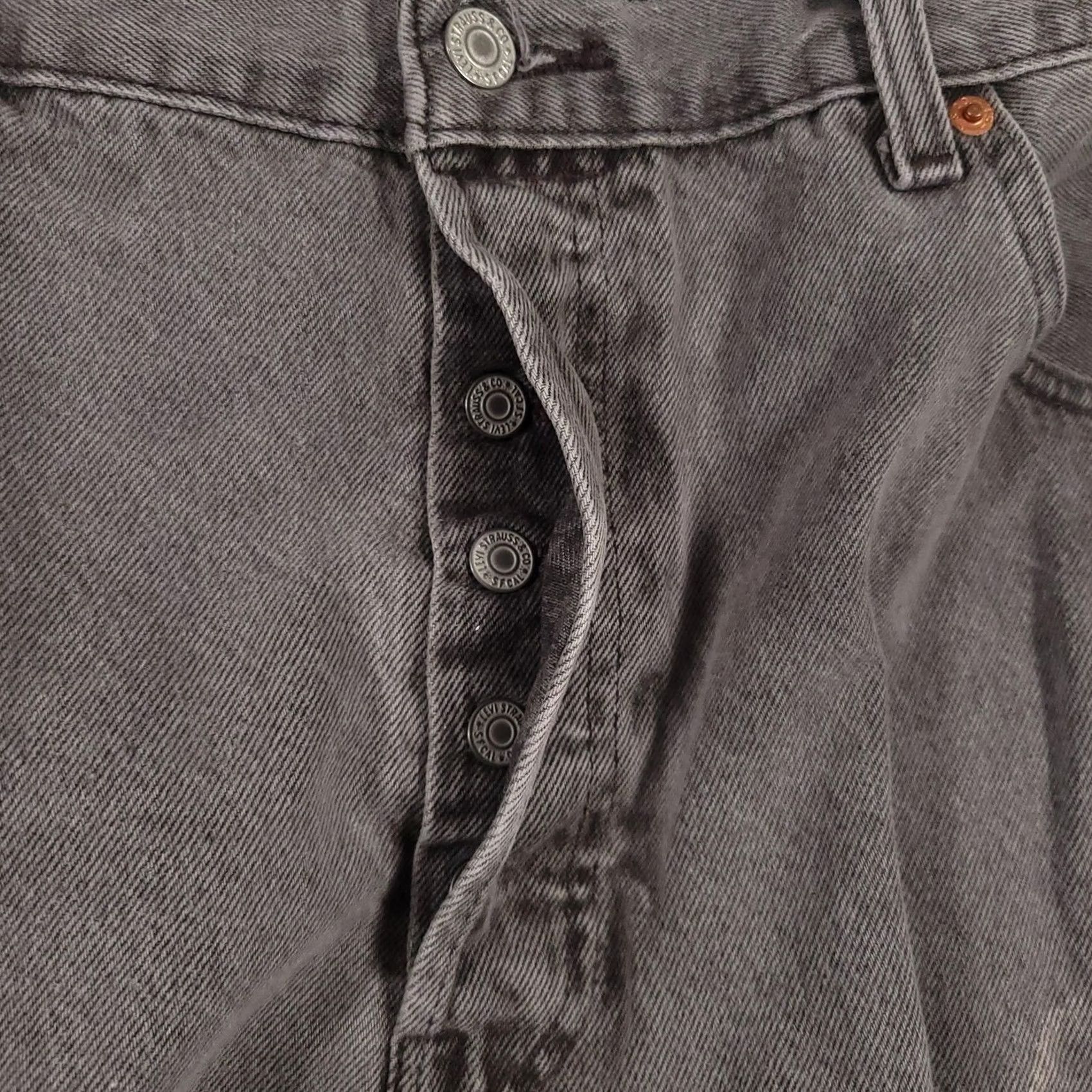 Levi's VINTAGE Levis 501 Jeans Mens 40x34 Gray Denim Button Fly Straight Leg Distressed Pants Size US 40 / EU 56 - 4 Thumbnail