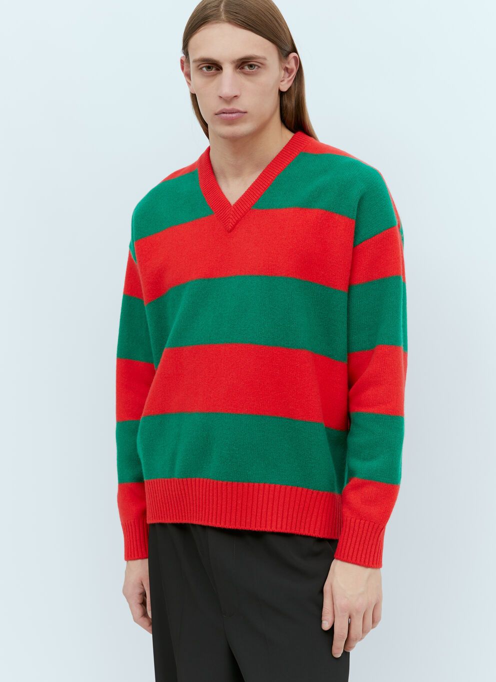 image of Gucci Felted Wool Striped Sweater in Red, Men's (Size XL)