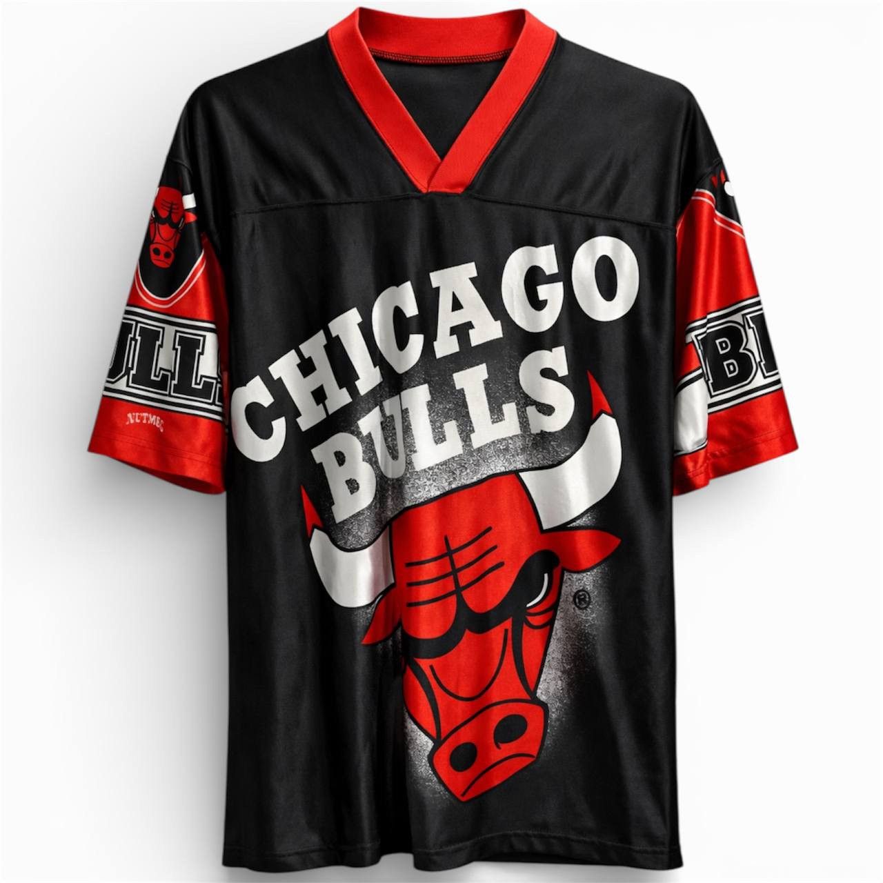 RARE! 90’S NBA CHICAGO BULLS OVER PRINT BASKETBALL JERSEY L