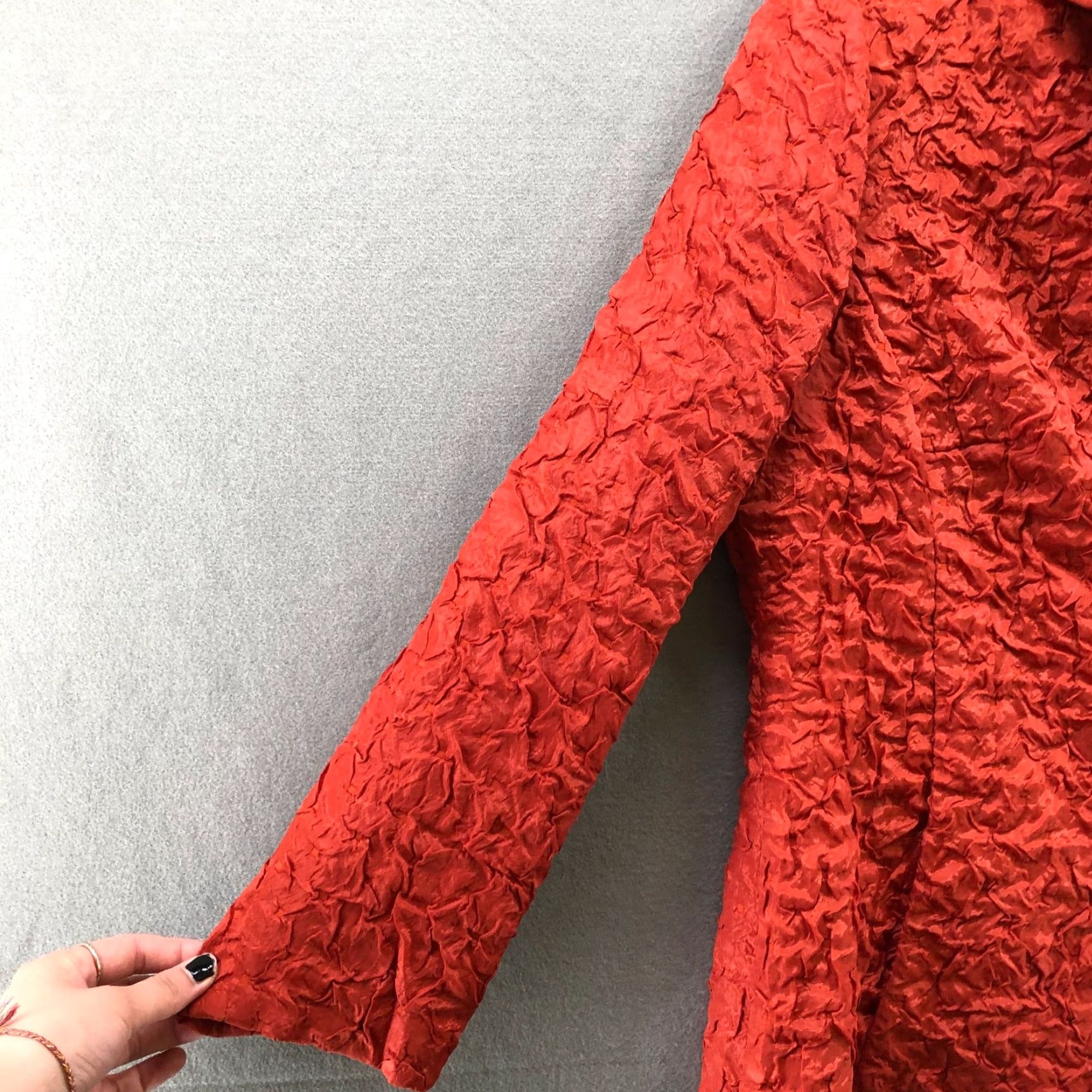 Vintage VINTAGE Blazer Shirt Womens L Brown Lightweight 80s 90s Rust Orange Crinkle Texture Pearl Buttons Size L / US 10 / IT 46 - 5 Thumbnail