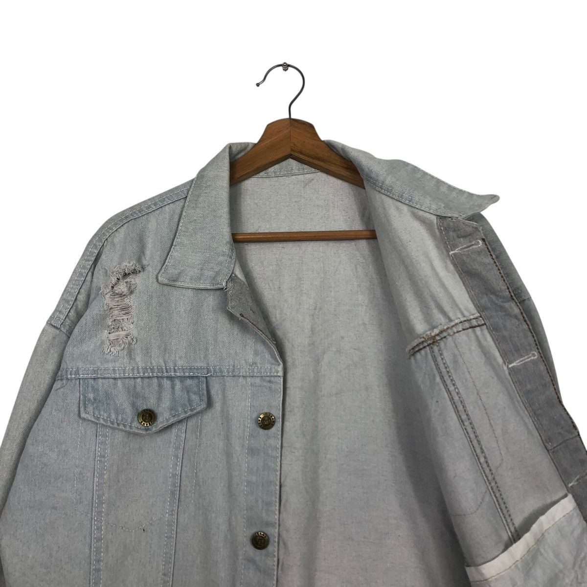 Japanese Brand 🔥VINTAGE DENIM JACKET BIKER UNBRANDED BIG LOGO BACK HIT Size US M / EU 48-50 / 2 - 19 Thumbnail
