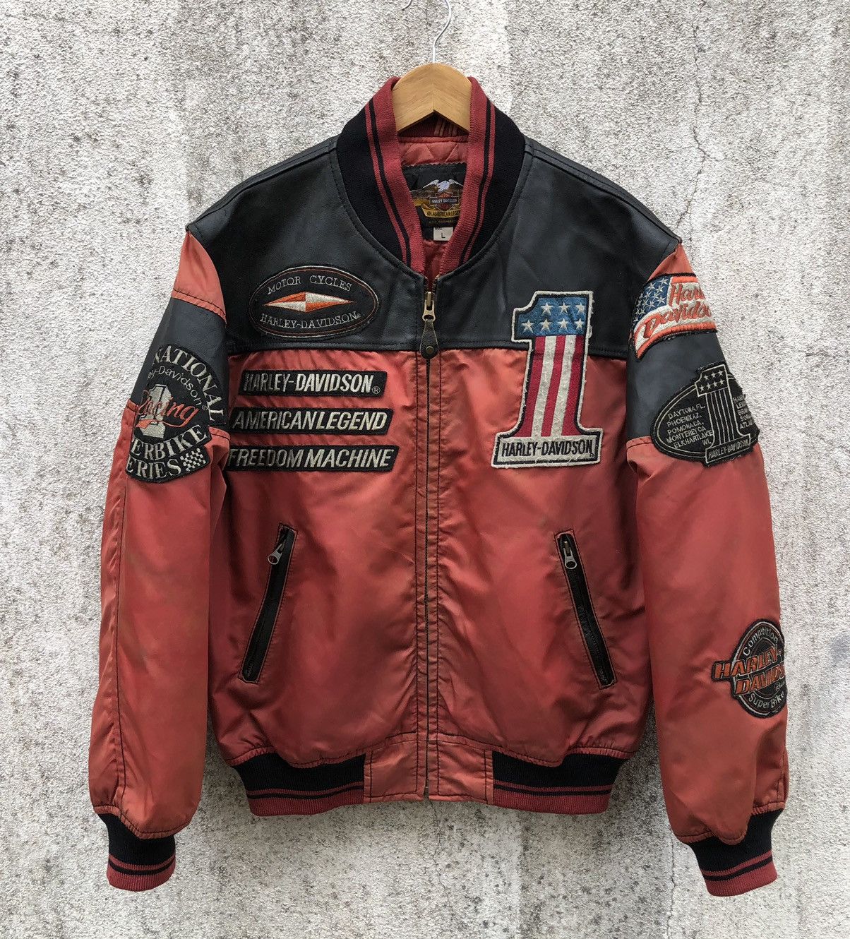 Harley Davidson Vintage Harley Davidson Racing Cowhide/Nylon Bomber Jacket Size US M / EU 48-50 / 2 - 17 Thumbnail