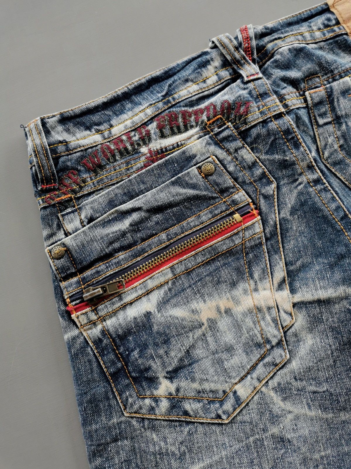 Japanese Brand Skull The World Freedom Whiskers Fades Short Jeans Size US 34 / EU 50 - 3 Thumbnail