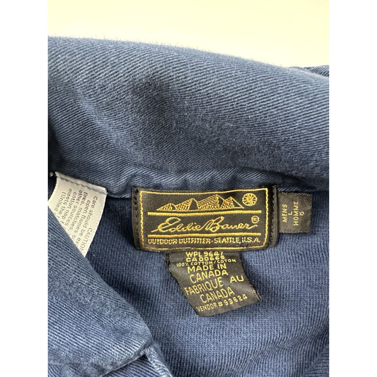 Eddie Bauer VINTAGE Eddie Bauer Shirt Mens Large Blue Fleece Long Sleeve Polo Pullover Size US L / EU 52-54 / 3 - 6 Thumbnail