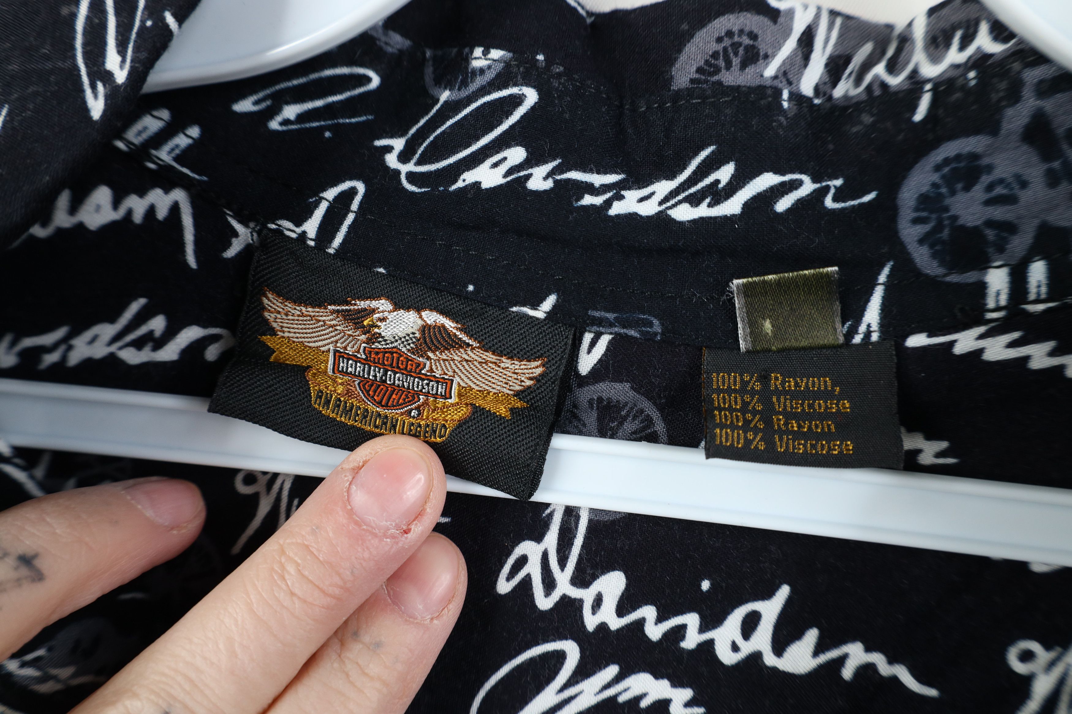 Harley Davidson Vintage 90s Harley Davidson Rayon Gabardine Button Shirt Size US XL / EU 56 / 4 - 9 Thumbnail