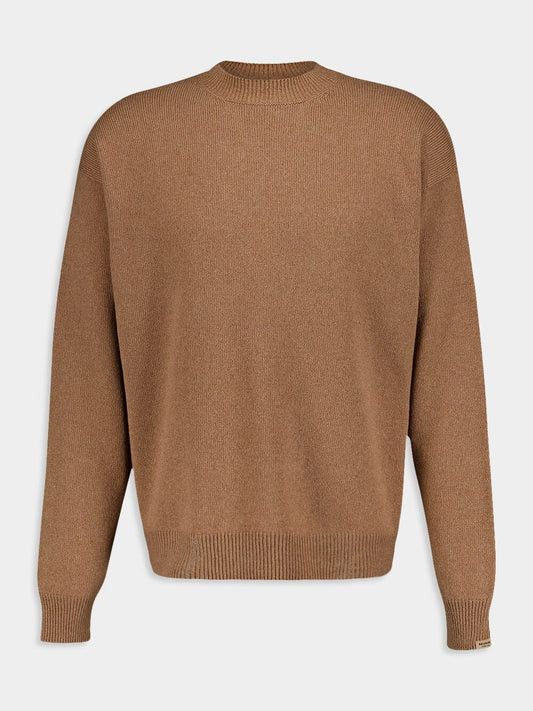 Balenciaga o1w1db11225 Regular Crewneck Sweater in Dark Beige Size US XL / EU 56 / 4 - 1 Thumbnail