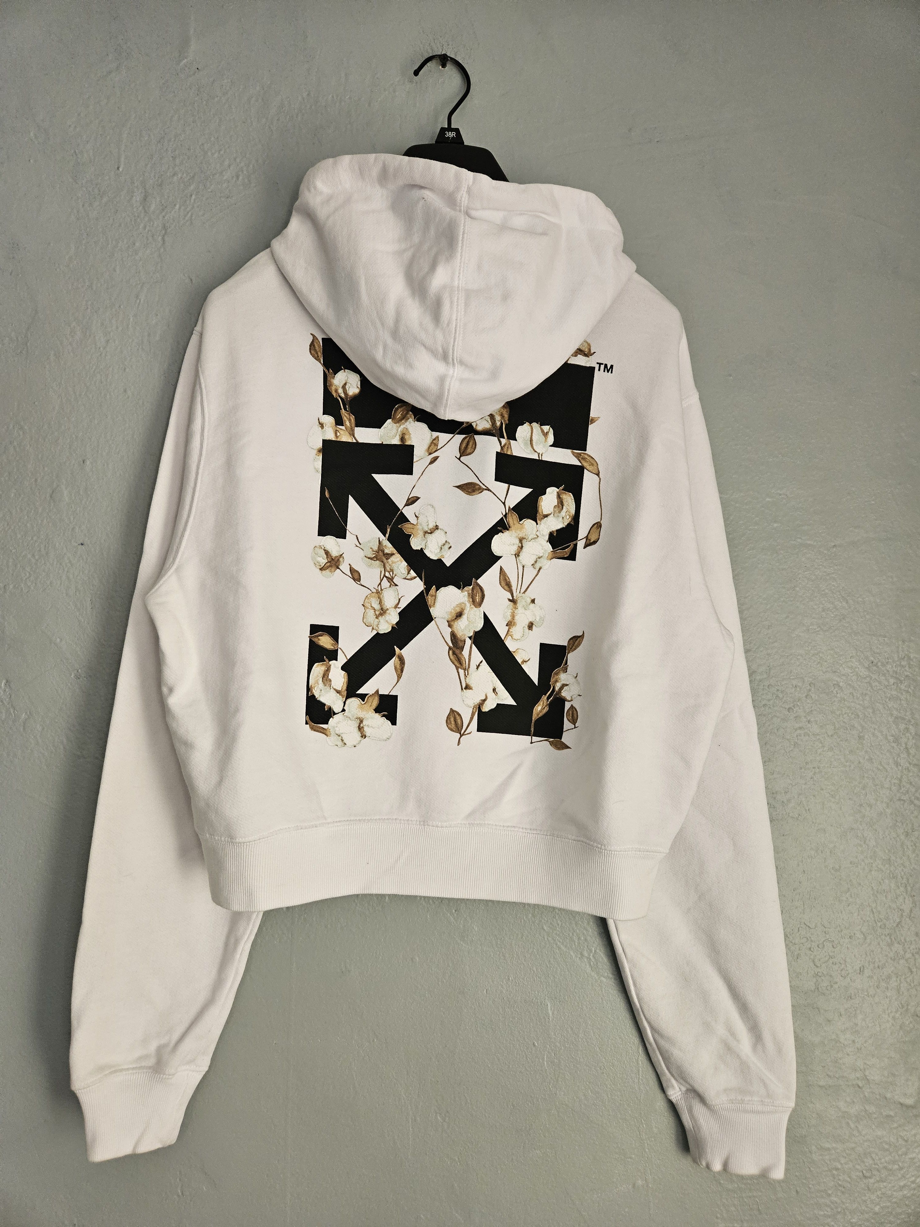 Off-White Off White Cropped White Cotton Arrows Hoodie Size S / US 4 / IT 40 - 1 Thumbnail