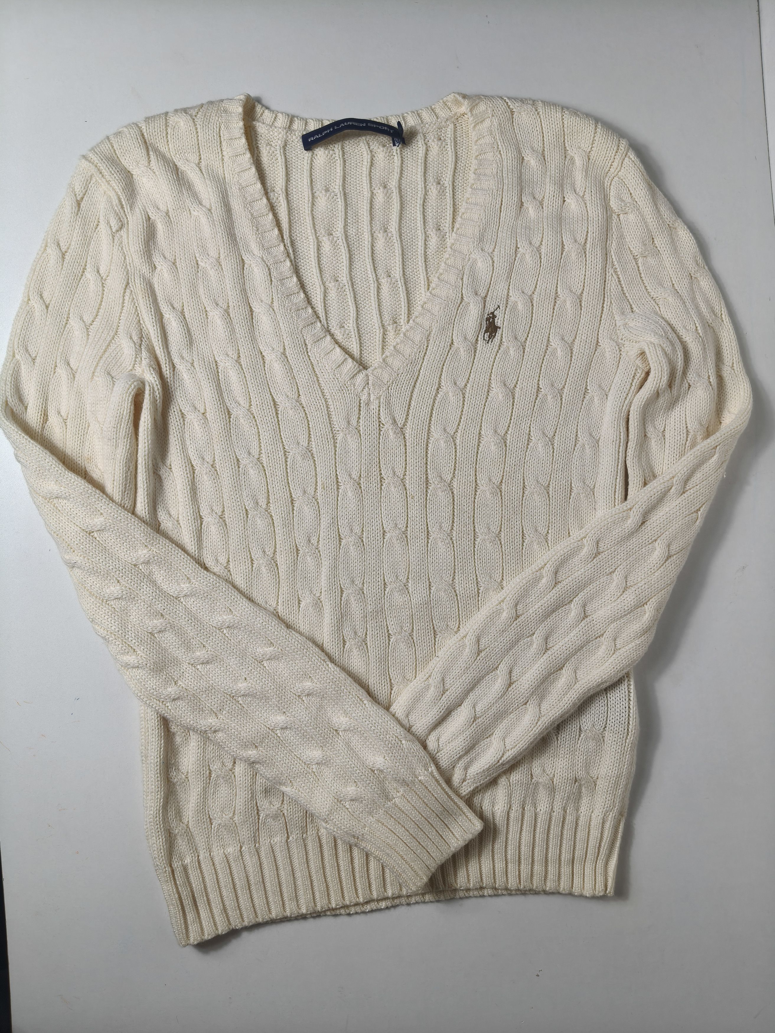 Polo Ralph Lauren Cable-Knit Wool-Cashmere V-Neck Jumper Size M / US 6-8 / IT 42-44 - 1 Thumbnail