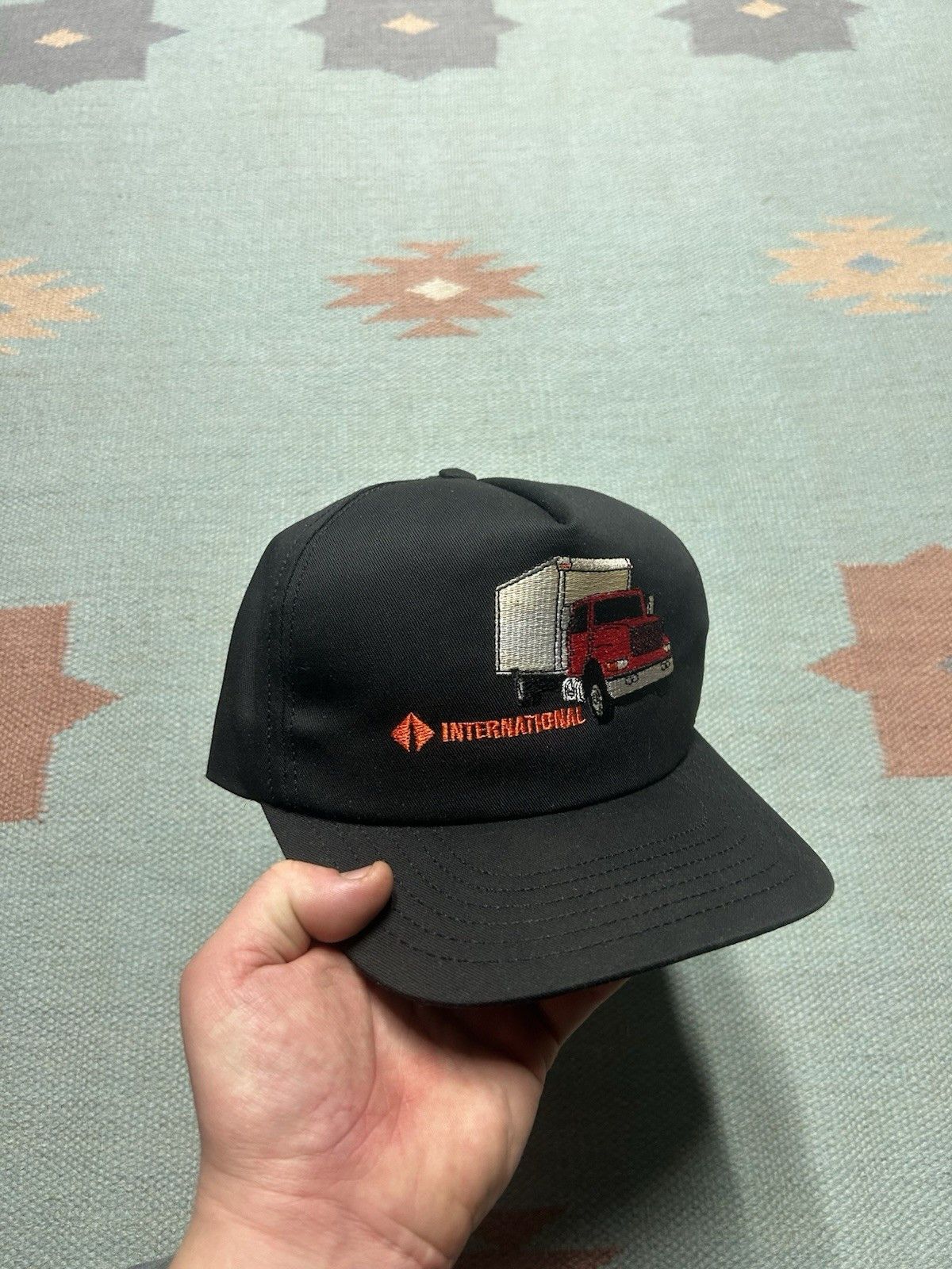Vintage Vtg 80s 90s snapback hat international truck black USA made Size ONE SIZE - 1 Thumbnail