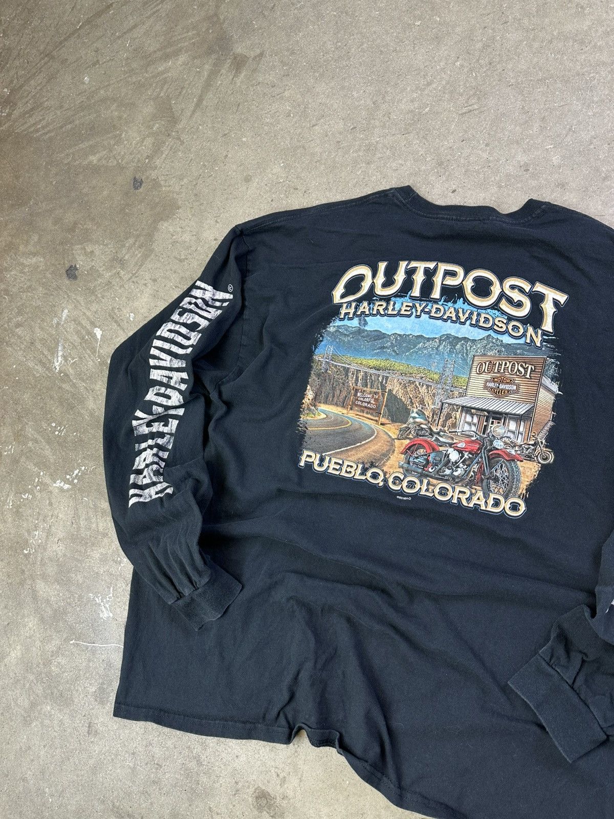 Harley Davidson × Vintage Vintage Harley Davidson Outpost Longsleeve XXL Black Size US XXL / EU 58 / 5 - 2 Thumbnail