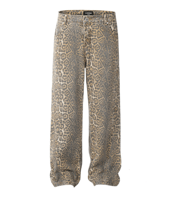 Japanese Brand × Jean American leopard retro wide-leg casual straight loose jeans Size US 32 / EU 48 - 5 Thumbnail