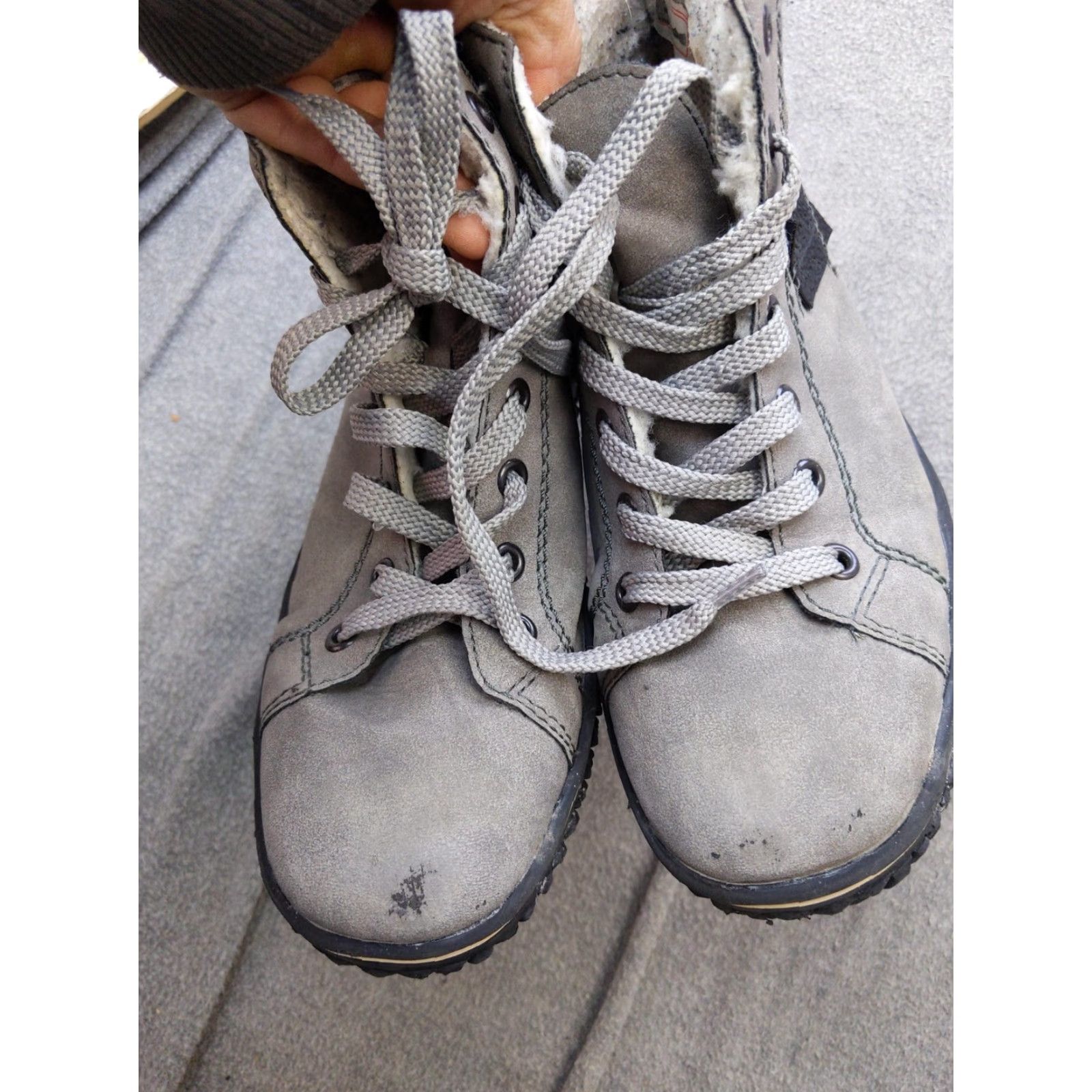 Rieker Rieker Boots Womens 7.5 Gray Nubuck Ankle Lace Zip Wool Lined Rieker-Tex Sneaker Casual Winter Size US 8 / IT 38 - 2 Thumbnail