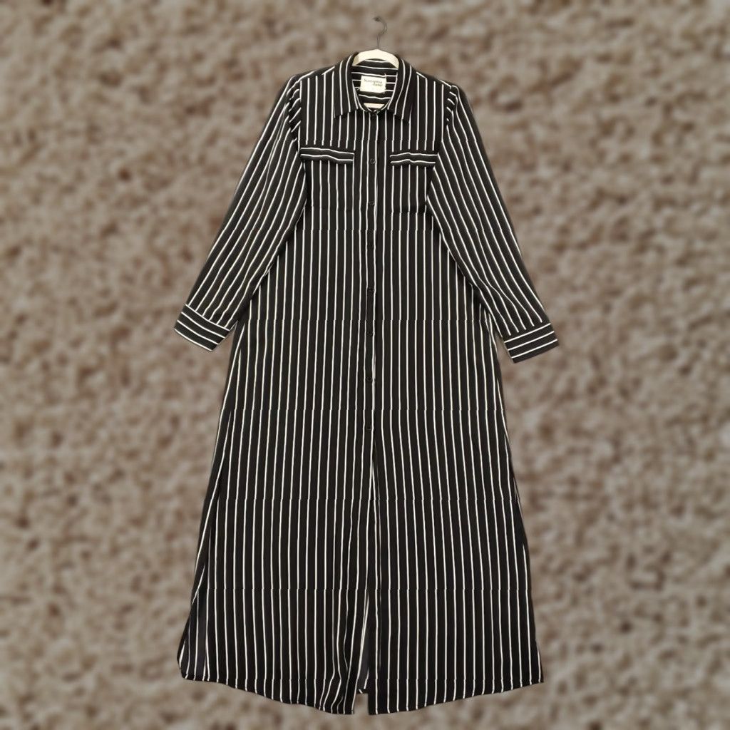 Vintage Savanna Jane Maxi Dress Womens L Striped Collared Button Front Boho Long Sleeve Casual Travel Vintage No Size L / US 10 / IT 46 - 1 Thumbnail