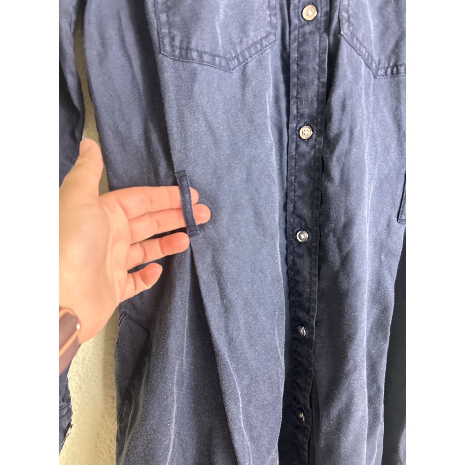 Banana Republic VINTAGE Banana Republic Midi Shirt Dress Navy Women’s Small Lyocell Belted 3/4 Sleeve XS Womens Size XS / US 0-2 / IT 36-38 - 5 Thumbnail