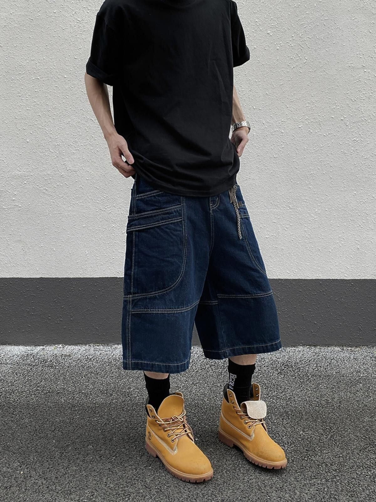 Jean Contrast Stitched Patch Pocket Denim Jorts Size US 32 / EU 48 - 2 Thumbnail