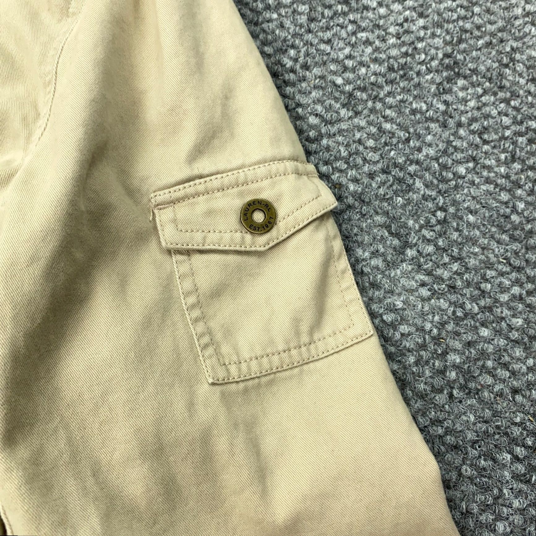 Ralph Lauren VINTAGE Ralph Lauren Lauren Naval Supply Company Jacket Womens Large Beige Moto Twill Cotton Biker 90s Classic Size L / US 10 / IT 46 - 6 Thumbnail