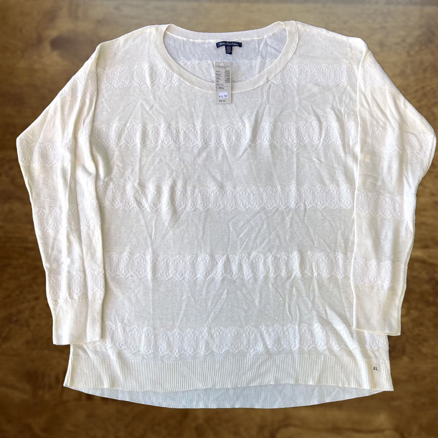 American Eagle Outfitters VINTAGE? American Eagle Outfitters Sweater Womens XL Cream Pointelle Crewneck Size XL / US 12-14 / IT 48-50 - 1 Thumbnail