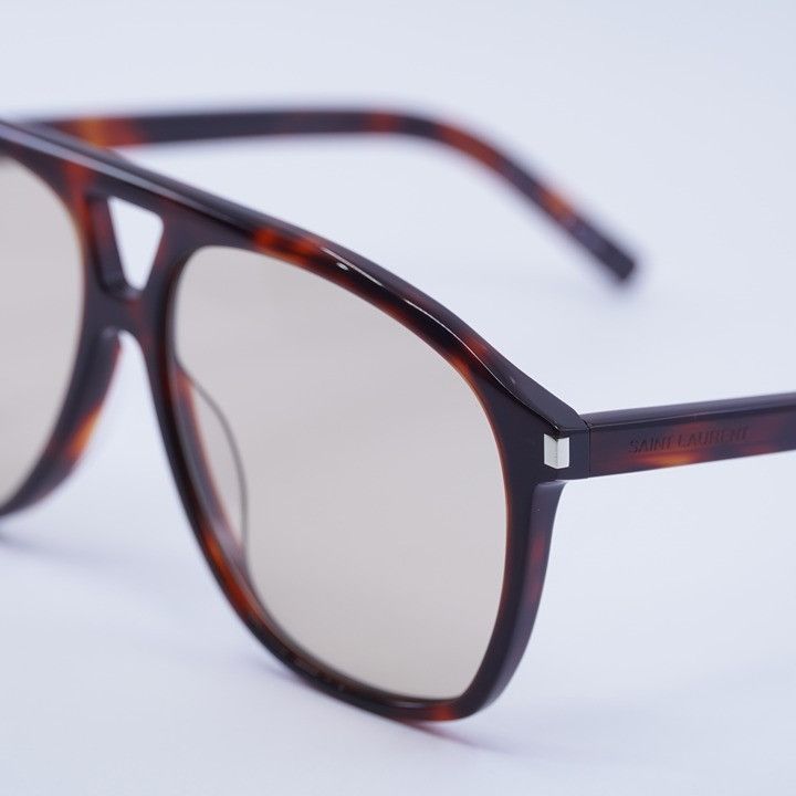 Saint Laurent Paris Saint Laurent SL596 DUNE 003 Sunglasses Havana Aviator Frame Size ONE SIZE - 9 Thumbnail