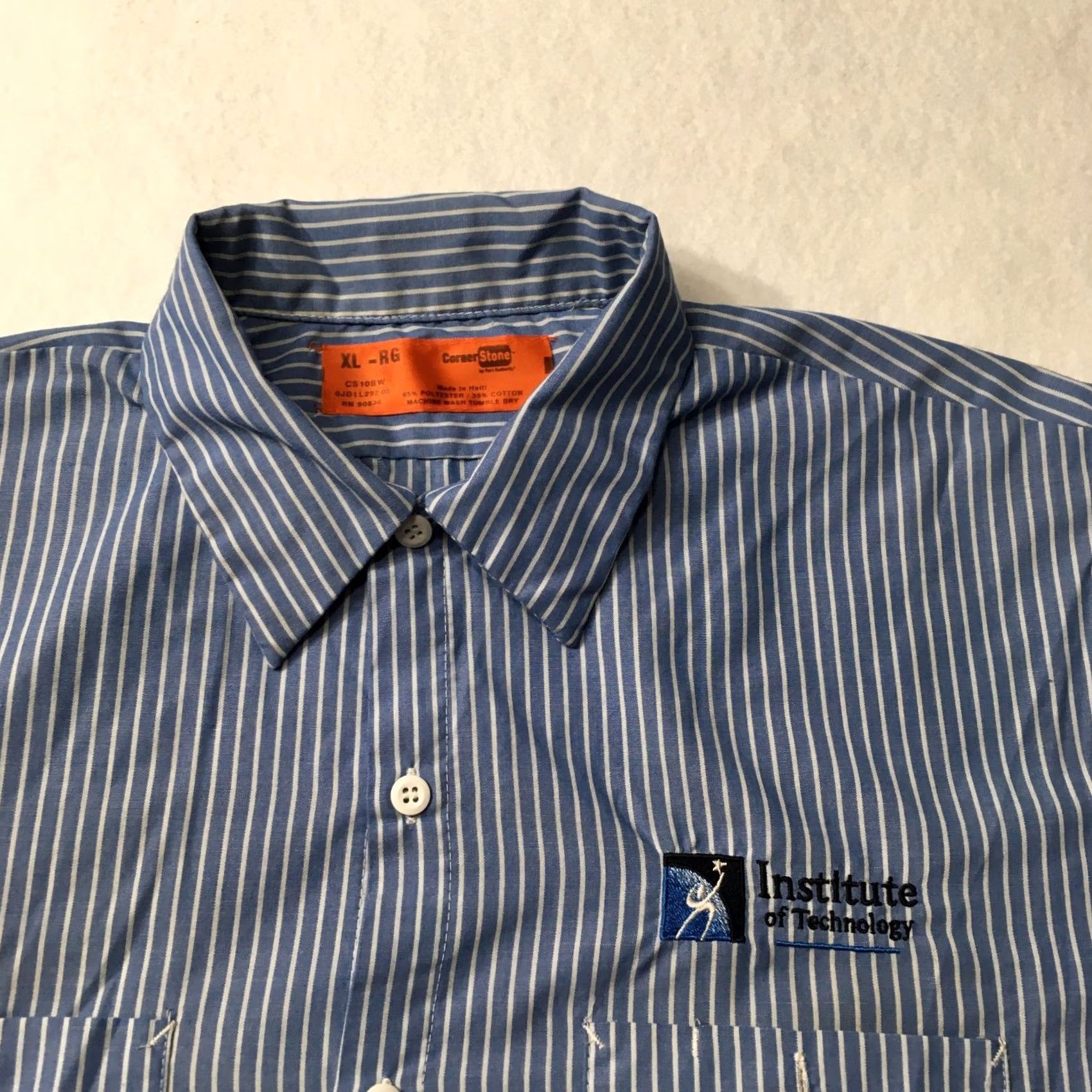 Vintage Technology Genuine Clothes Men's XL Embroidered Striped Shirt Size US XL / EU 56 / 4 - 2 Thumbnail