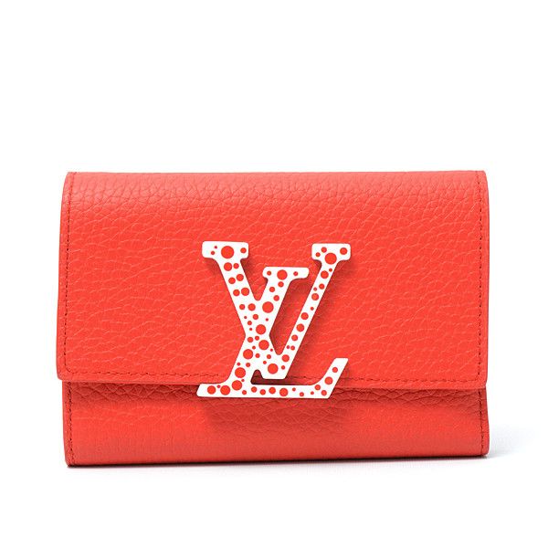 Louis Vuitton Louis Vuitton Leather Yayoi Kusama Compact Wallet M82113 Leather Short Wallet M82113 in Great Condition