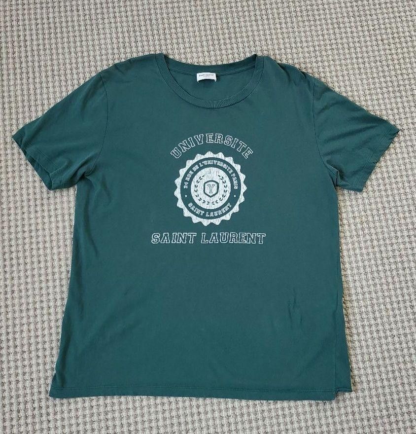 Saint Laurent Paris Saint Laurent University T-Shirt in Green Size 
