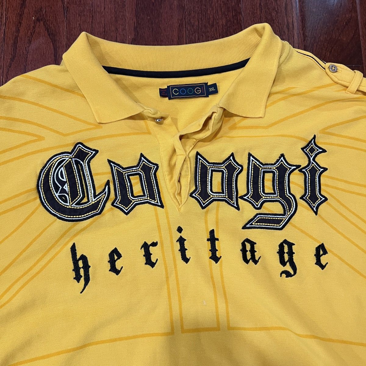 Coogi RARE Coogi Heritage Y2K Polo Shirt Yellow Size 3XL Size US XXL / EU 58 / 5 - 3 Thumbnail