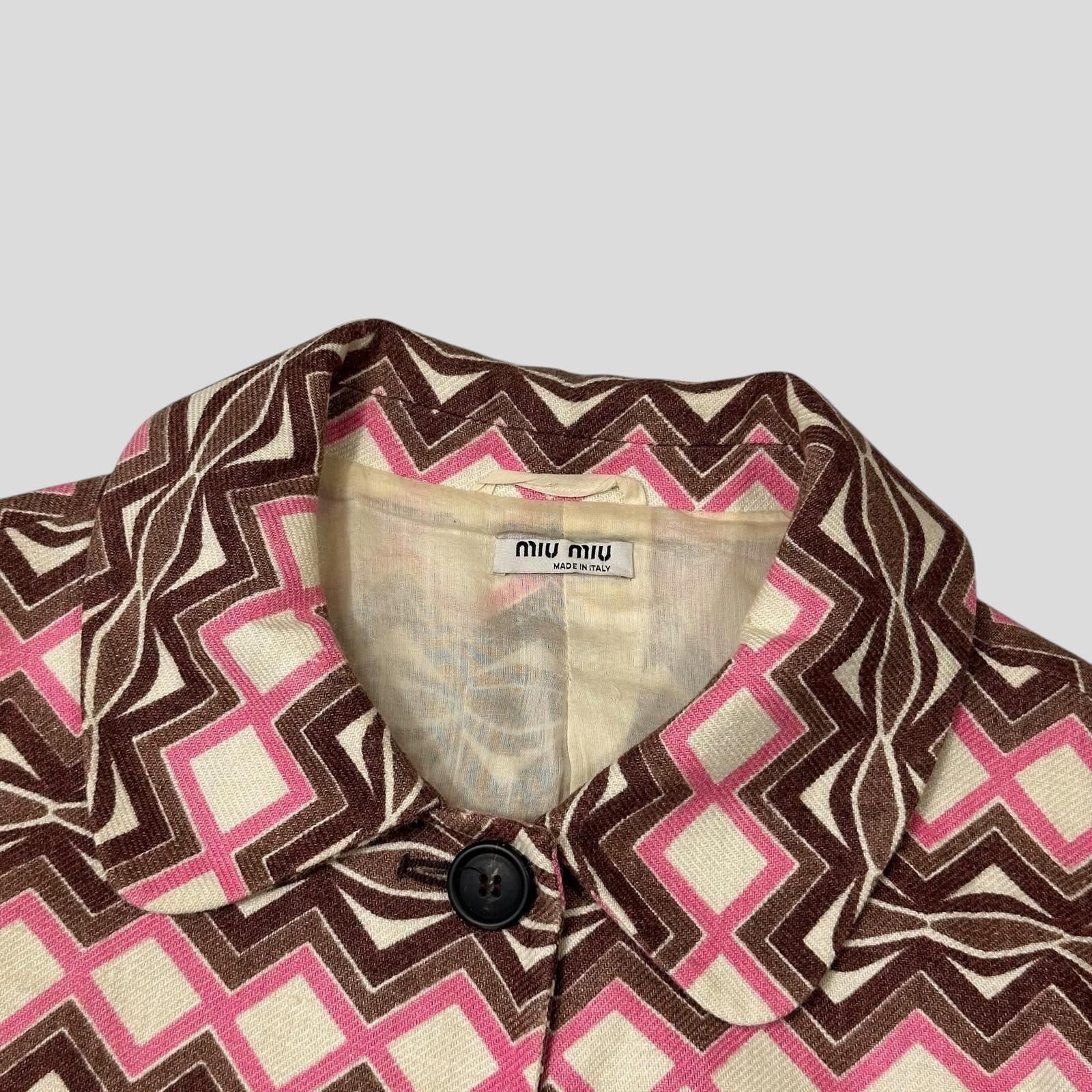 Miu Miu Miu Miu 00’s Aztec Pattern Silk & Wool Overcoat - IT42 Size S / US 4 / IT 40 - 3 Thumbnail