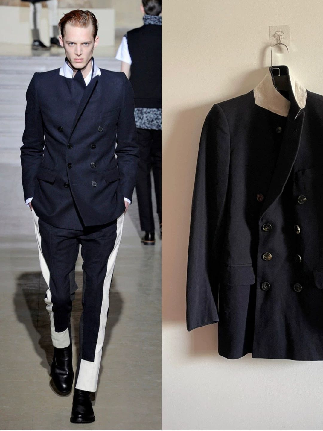 Dries Van Noten Double-Breasted Black Jacket with Contrast Collar Size US M / EU 48-50 / 2 - 1 Thumbnail