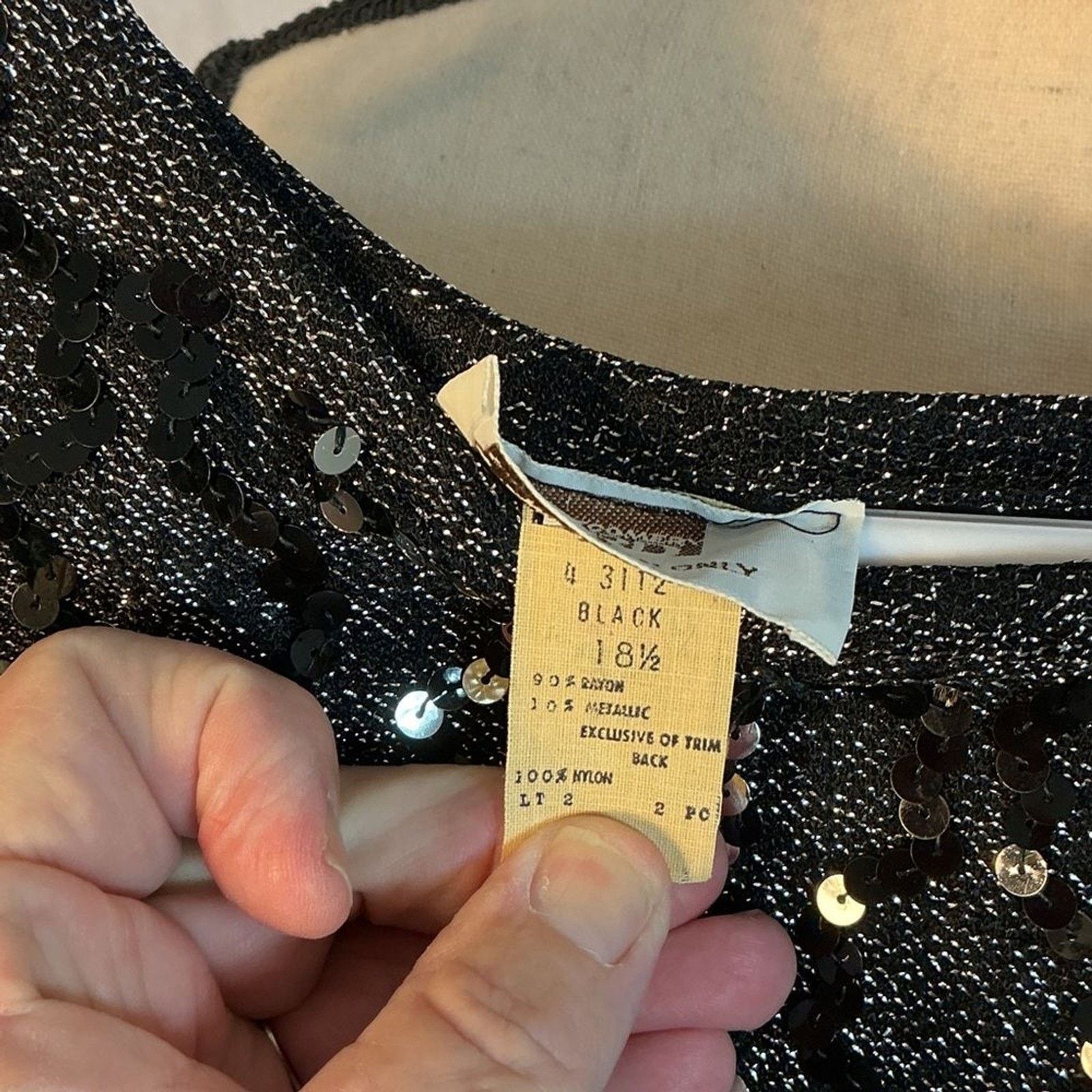Other True Vintage Sequin Party Top Black Sparkle Evening Blouse Size L / US 10 / IT 46 - 4 Thumbnail