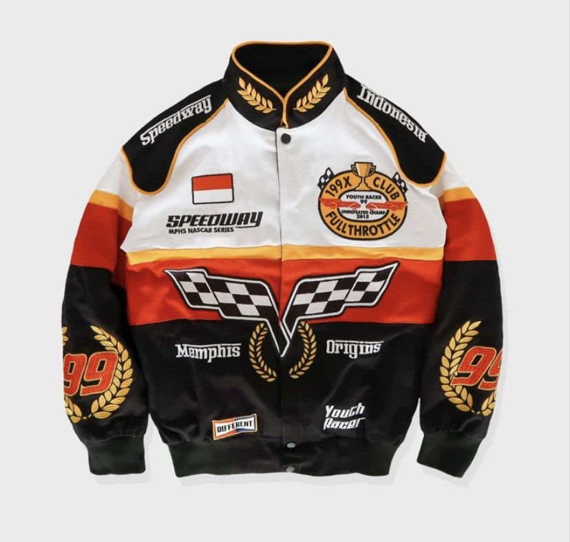 image of Nascar Jacket Speedway Jacket Nascar Streetwear in Black, Men's (Size 2XL)