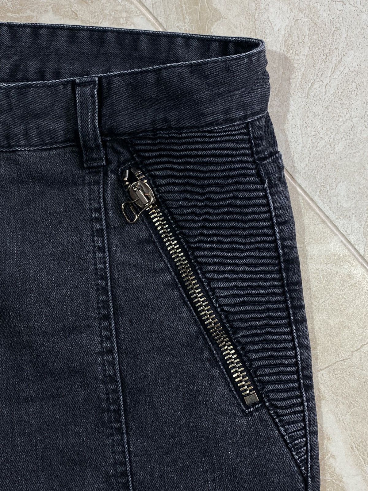 Balmain Balmain Washed Grey Denim Skinny Biker Jeans Size 36" / US 14 / IT 50 - 14 Thumbnail