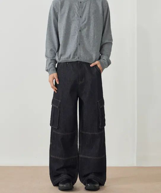 VIBE Multi-pocket patchwork wide-leg American loose work jeans Size US 32 / EU 48 - 3 Thumbnail