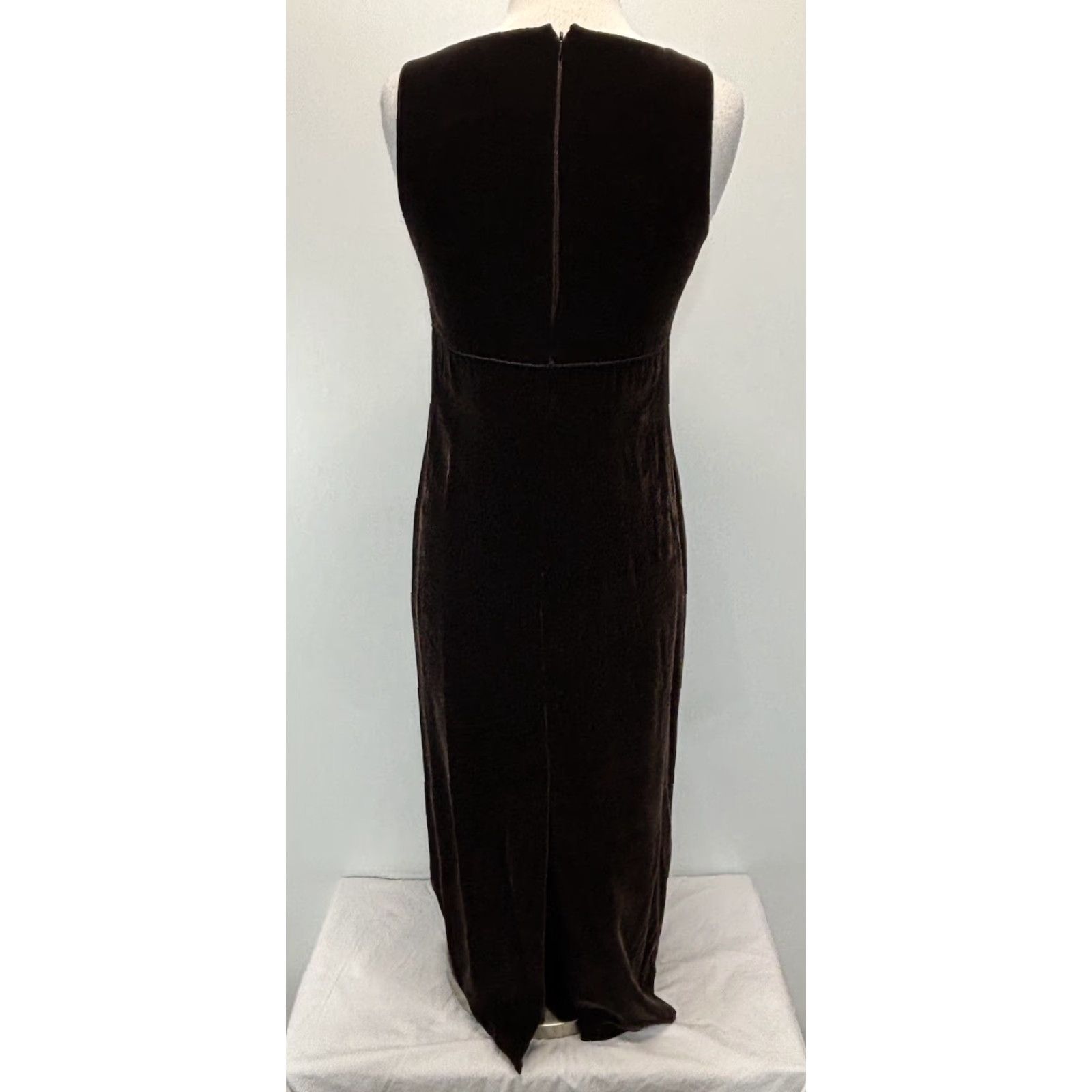 Loft VINTAGE LOFT Ann Taylor Velvet Maxi Dress 4 Brown Sleeveless Square Neck Whimsigoth Y2K Womens Size S / US 4 / IT 40 - 3 Thumbnail